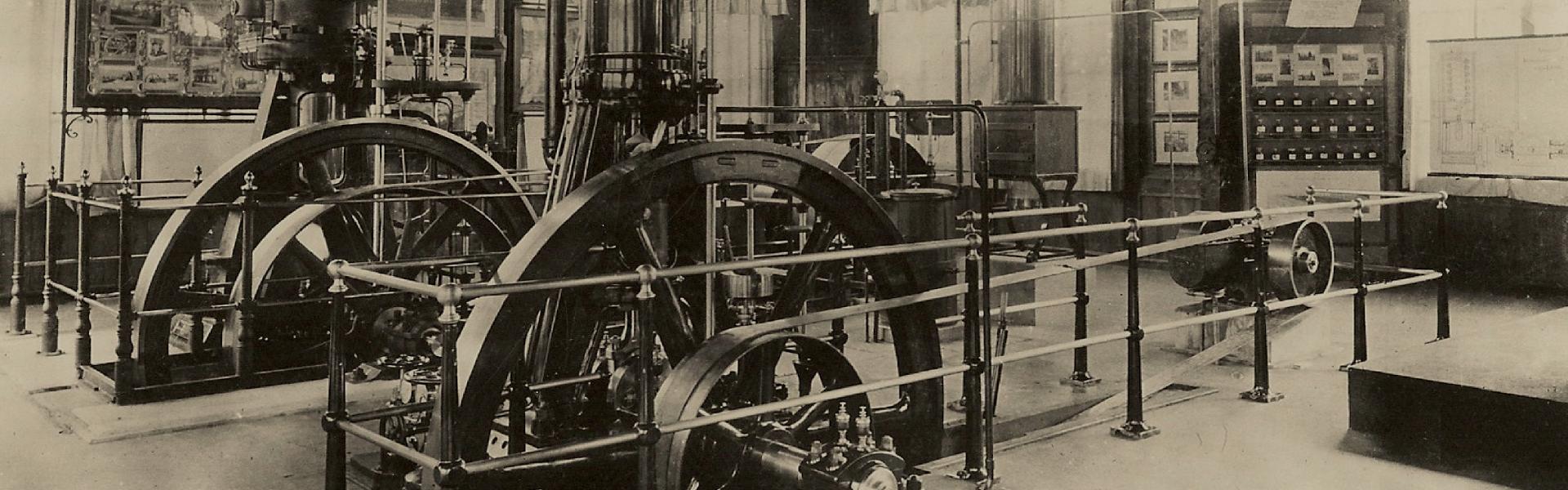 old photo of large diesel engine